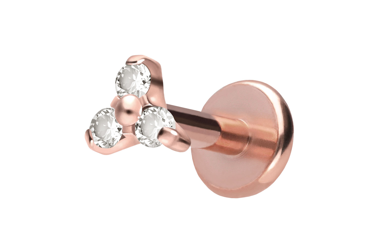 Titan Labret Piercing mit Push Fit KRISTALLBLUME